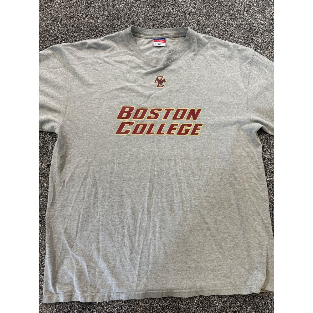 Vintage Champion Boston College Eagles T-Shirt XXL Gray V-Neck Y2K NCAA Mens